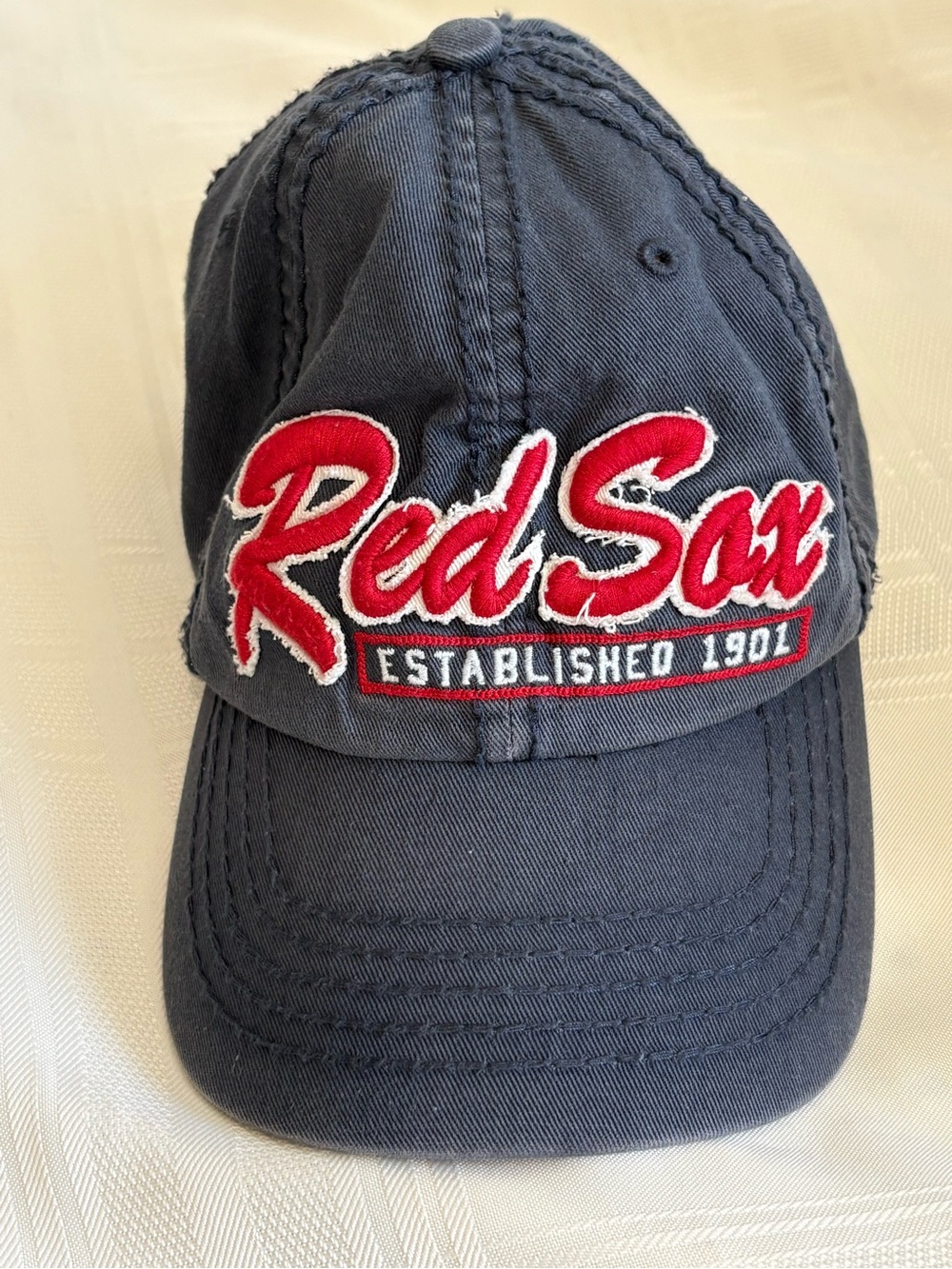 Red Sox Embroidered Navy Baseball Cap - Red Accent